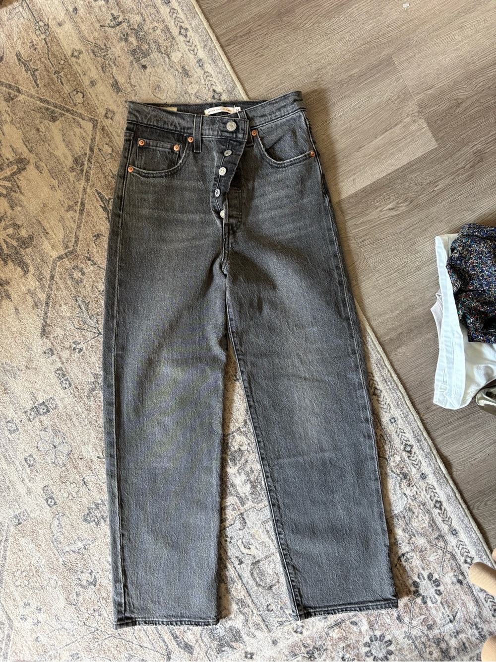 Levi’s premium ribcage straight ankle jeans die 24 black gray wash buttonfly - Picture 5 of 9